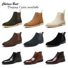 Großhandel Luxus Hommes Hombre High Top Custom echtes Leder Schwarz Arbeit Knöchel Herren Chelsea Boot Männer Wildleder Leder